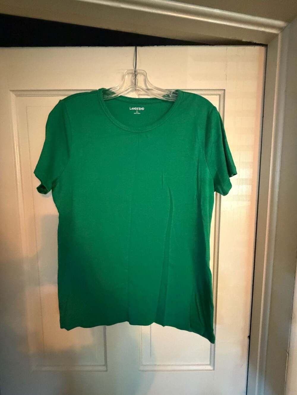 Lands' End T-Shirt Size L 14-16 Green Cotton Short Sleeve Crewneck